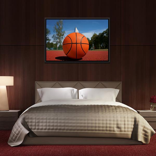 Basketball On Outdoor Court Canvas Wall Art-3 Horizontal-Gallery Wrap-25" x 16"-Tiaracle