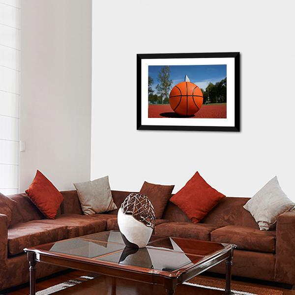 Basketball On Outdoor Court Canvas Wall Art-3 Horizontal-Gallery Wrap-25" x 16"-Tiaracle