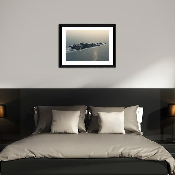 Battleship At Sea Canvas Wall Art-5 Horizontal-Gallery Wrap-22" x 12"-Tiaracle