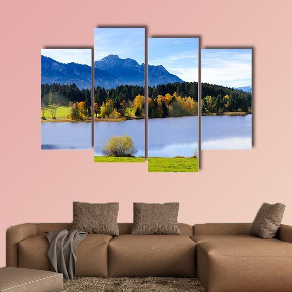 Lake & Alps Mountains Canvas Wall Art-4 Pop-Gallery Wrap-50" x 32"-Tiaracle
