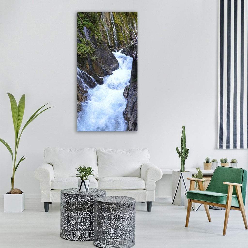Bavaria National Park Waterfall Vertical Canvas Wall Art-1 Vertical-Gallery Wrap-12" x 24"-Tiaracle