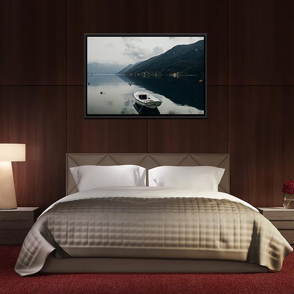 Bay Of Kotor & Boat Canvas Wall Art-3 Horizontal-Gallery Wrap-25" x 16"-Tiaracle