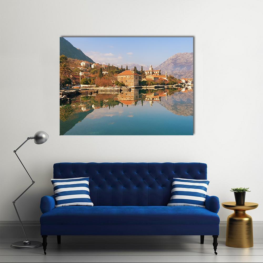 Bay Of Kotor Near Prcanj Town Canvas Wall Art-1 Piece-Gallery Wrap-48" x 32"-Tiaracle