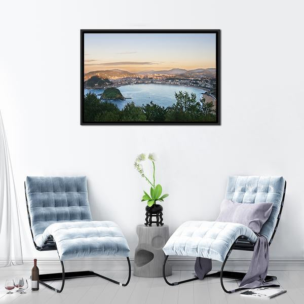 Bay Of San Sebastian Panoramic Canvas Wall Art-1 Piece-36" x 12"-Tiaracle