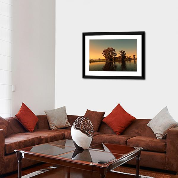 Bayou & Cypress Trees Canvas Wall Art-3 Horizontal-Gallery Wrap-25" x 16"-Tiaracle