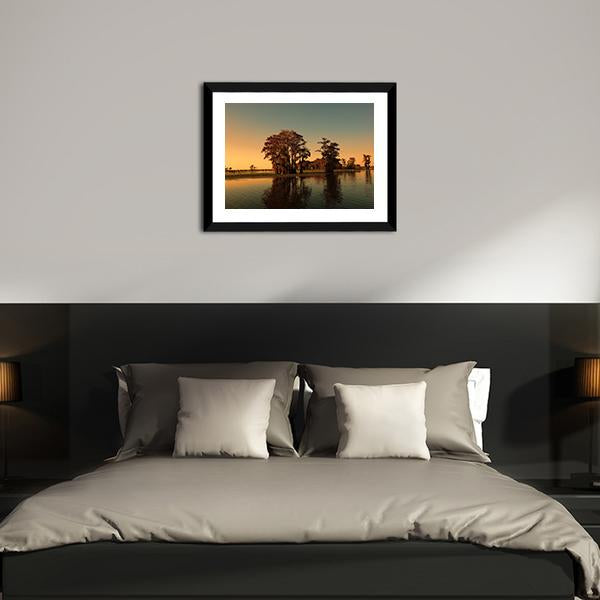 Bayou & Cypress Trees Canvas Wall Art-3 Horizontal-Gallery Wrap-25" x 16"-Tiaracle
