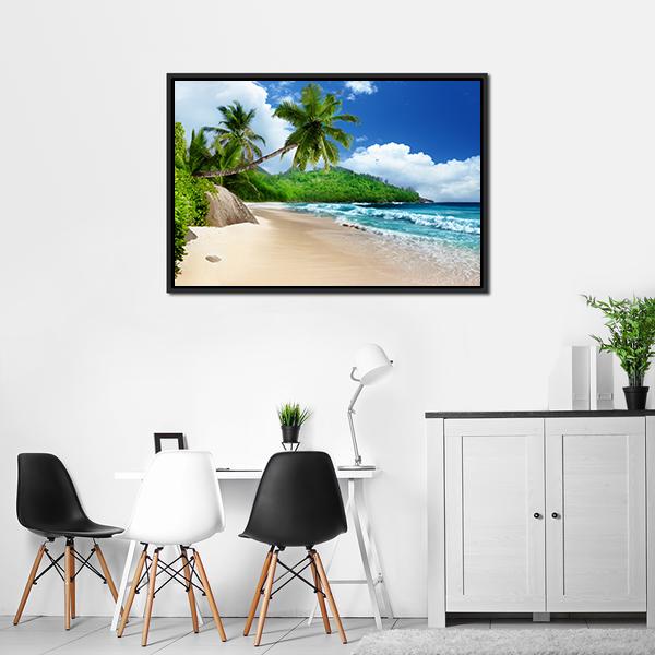 Beach At Mahe Island Canvas Wall Art-5 Horizontal-Gallery Wrap-22" x 12"-Tiaracle