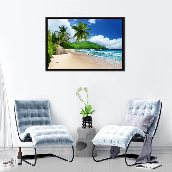 Beach At Mahe Island Canvas Wall Art-3 Horizontal-Gallery Wrap-25" x 16"-Tiaracle