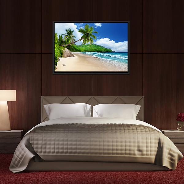 Beach At Mahe Island Canvas Wall Art-3 Horizontal-Gallery Wrap-25" x 16"-Tiaracle