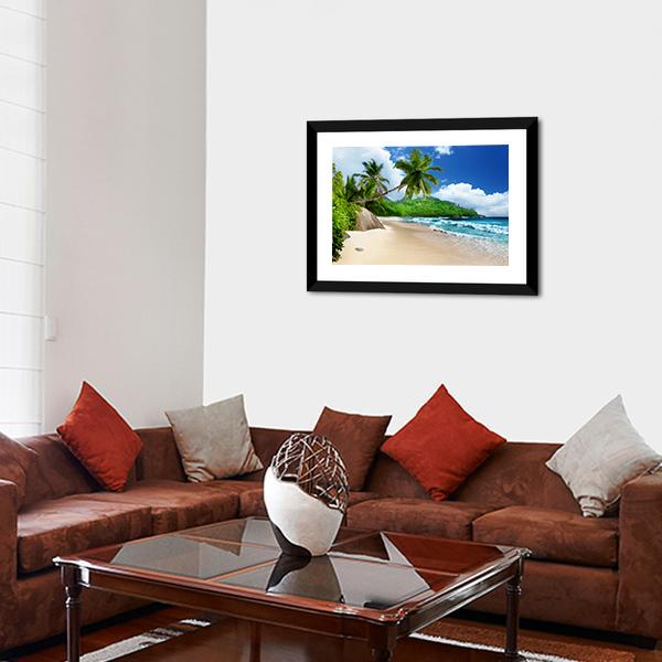Beach At Mahe Island Canvas Wall Art-3 Horizontal-Gallery Wrap-25" x 16"-Tiaracle