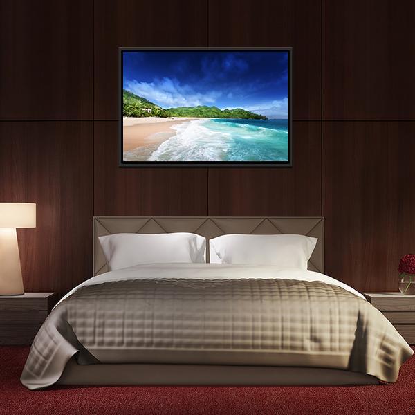 Beach At Mahe island Seychelles Canvas Wall Art-5 Horizontal-Gallery Wrap-22" x 12"-Tiaracle