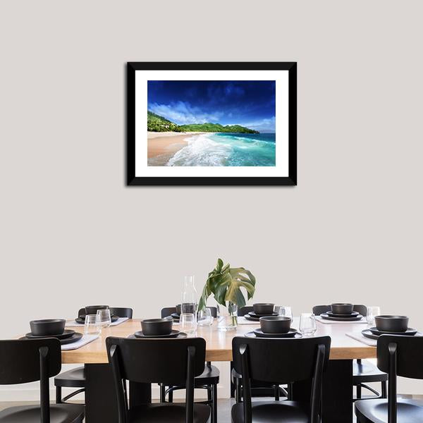 Beach At Mahe island Seychelles Canvas Wall Art-5 Horizontal-Gallery Wrap-22" x 12"-Tiaracle