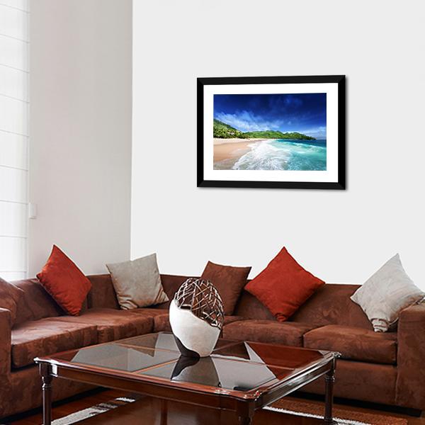 Beach At Mahe island Seychelles Canvas Wall Art-5 Horizontal-Gallery Wrap-22" x 12"-Tiaracle