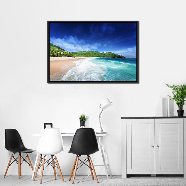 Beach At Mahe island Seychelles Canvas Wall Art-3 Horizontal-Gallery Wrap-25" x 16"-Tiaracle