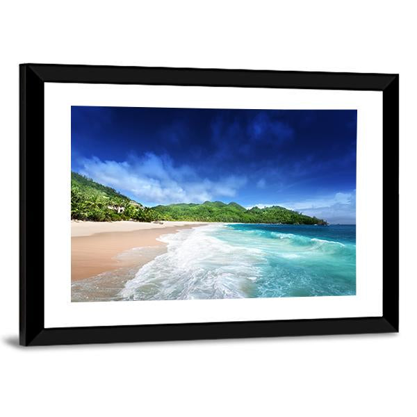 Beach At Mahe island Seychelles Canvas Wall Art-3 Horizontal-Gallery Wrap-25" x 16"-Tiaracle
