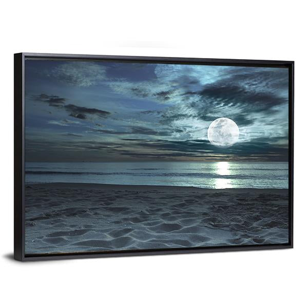 Beach At Twilight Time Canvas Wall Art-5 Horizontal-Gallery Wrap-22" x 12"-Tiaracle