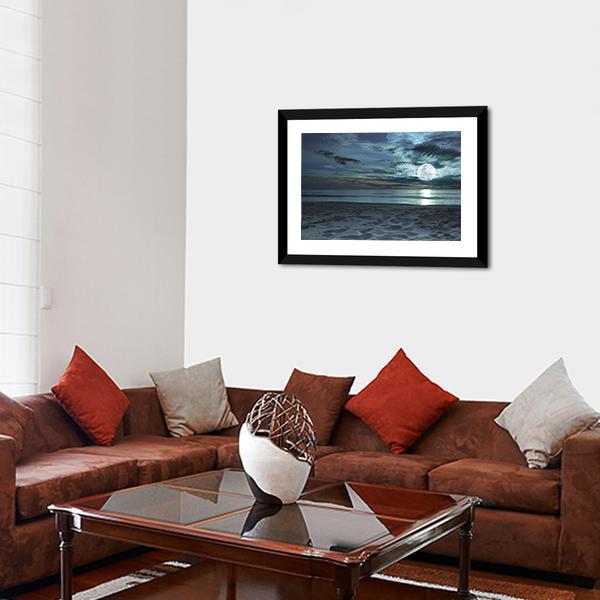 Beach At Twilight Time Canvas Wall Art-5 Horizontal-Gallery Wrap-22" x 12"-Tiaracle