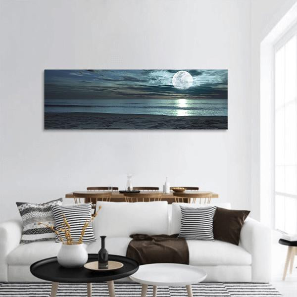 Beach At Twilight Time Panoramic Canvas Wall Art-1 Piece-36" x 12"-Tiaracle