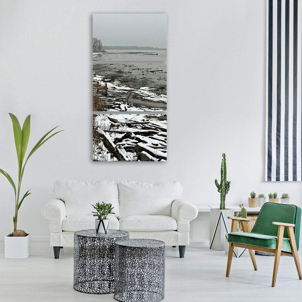 Beach Bank In Winter Vertical Canvas Wall Art-3 Vertical-Gallery Wrap-12" x 25"-Tiaracle