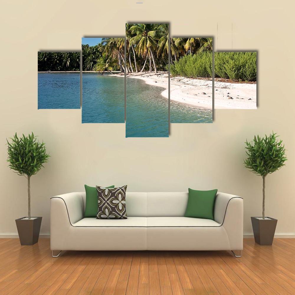 Beach In Polynesia Canvas Wall Art-5 Star-Gallery Wrap-62" x 32"-Tiaracle