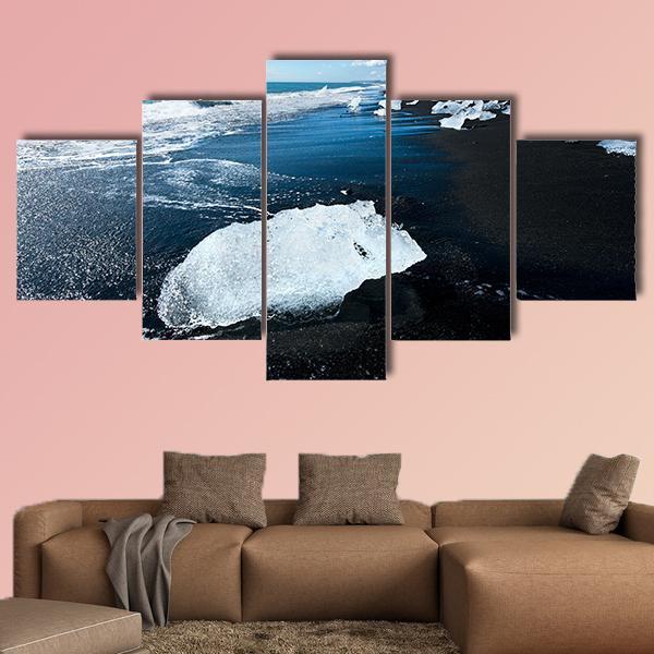 Beach In South Of Iceland Canvas Wall Art-5 Star-Gallery Wrap-62" x 32"-Tiaracle