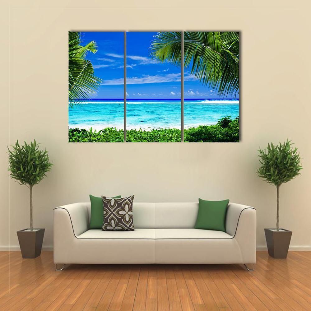 Tropical Beach Lagoon Canvas Wall Art-3 Horizontal-Gallery Wrap-37" x 24"-Tiaracle
