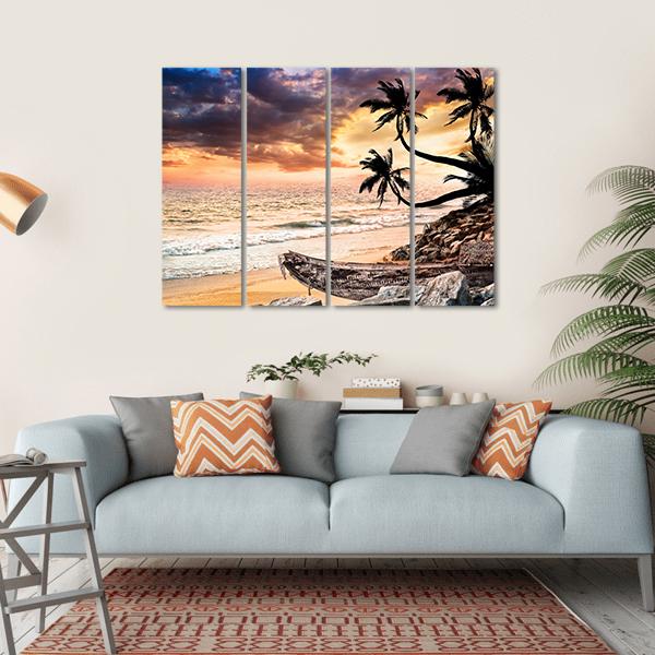 Beach Near The Ocean Canvas Wall Art-4 Horizontal-Gallery Wrap-34" x 24"-Tiaracle