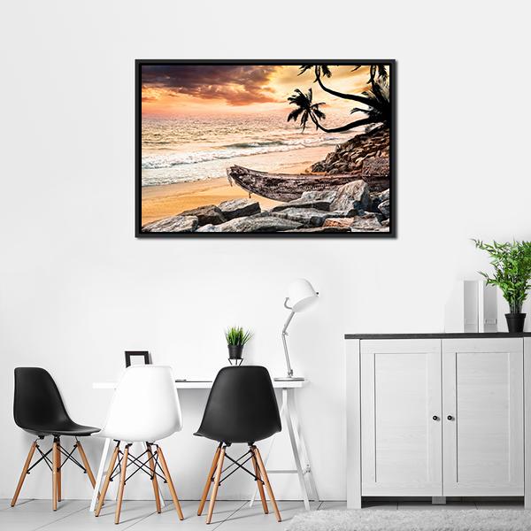 Beach Near The Ocean Canvas Wall Art-3 Horizontal-Gallery Wrap-25" x 16"-Tiaracle