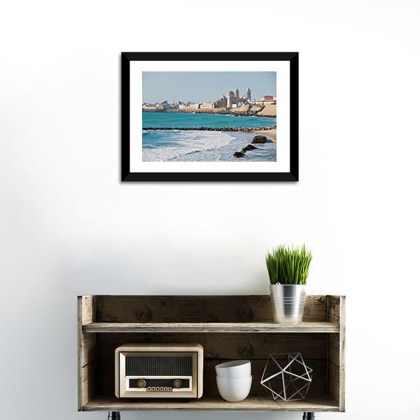 Beach Of Cadiz Spain Canvas Wall Art-1 Piece-Framed Print-20" x 16"-Tiaracle