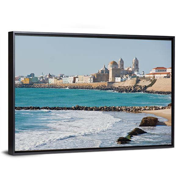 Beach Of Cadiz Spain Canvas Wall Art-3 Horizontal-Gallery Wrap-25" x 16"-Tiaracle