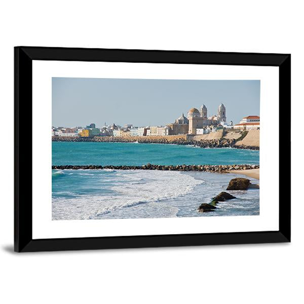 Beach Of Cadiz Spain Canvas Wall Art-3 Horizontal-Gallery Wrap-25" x 16"-Tiaracle