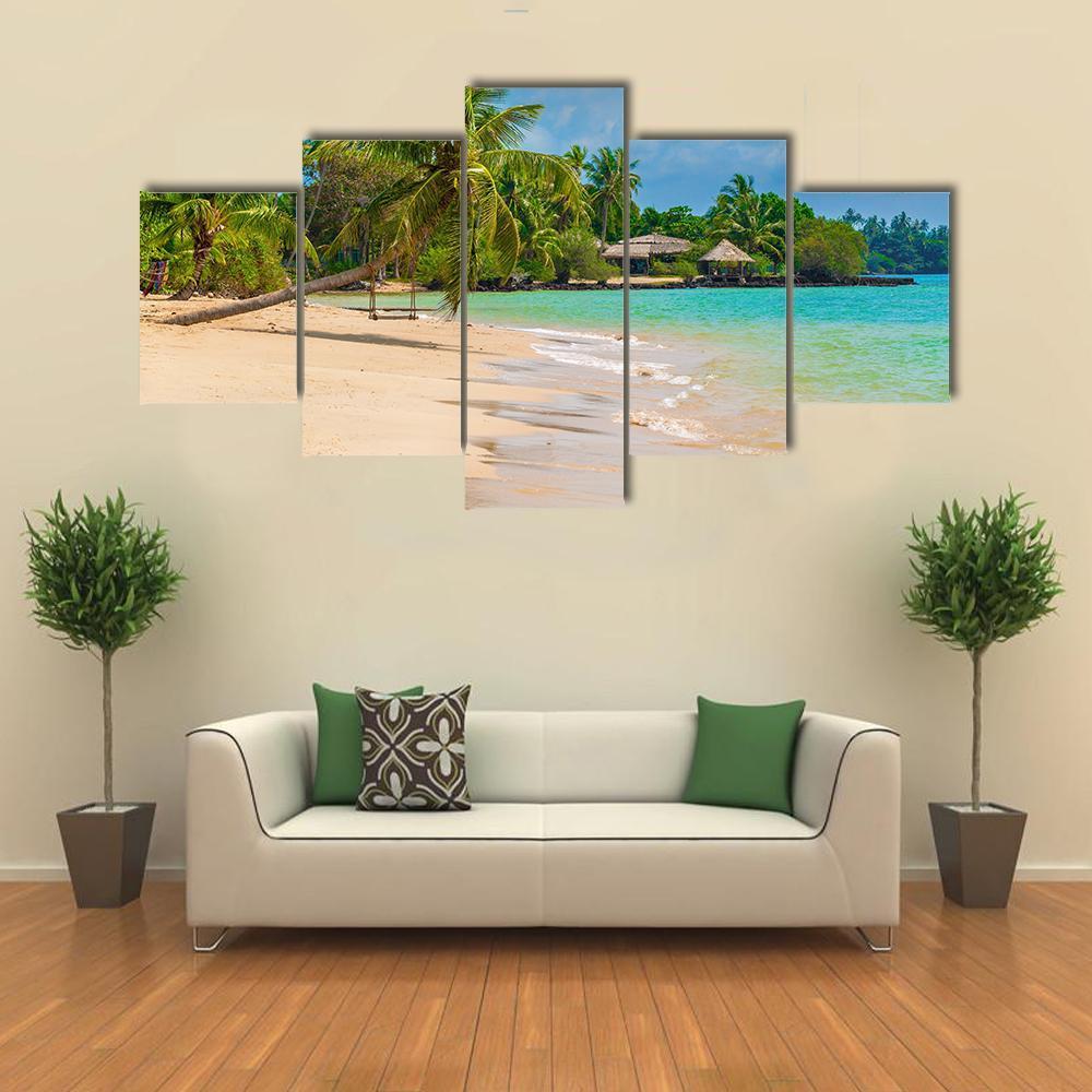Beach On The Island Canvas Wall Art-5 Star-Gallery Wrap-62" x 32"-Tiaracle