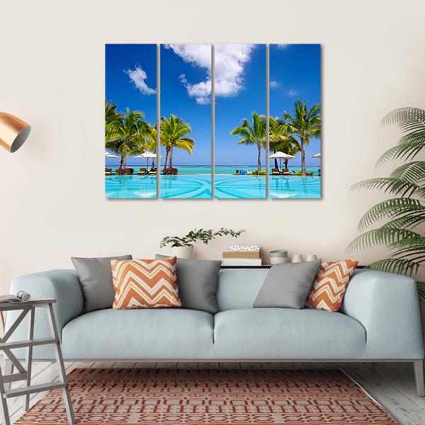 Beach Resort In Mauritius Canvas Wall Art-4 Horizontal-Gallery Wrap-34" x 24"-Tiaracle