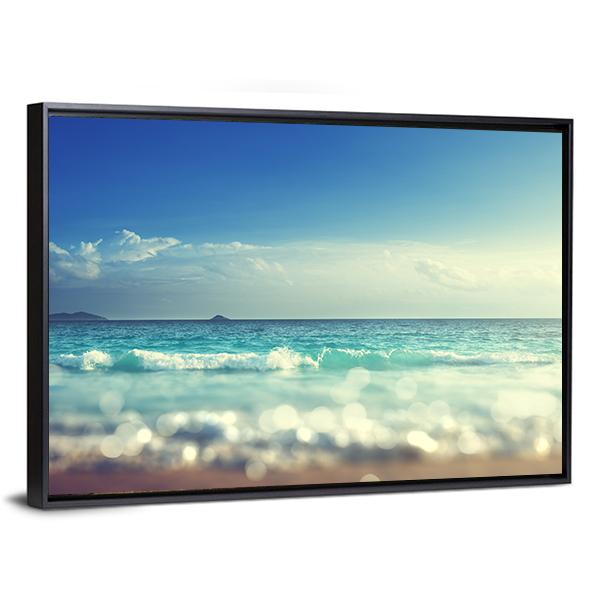 Beach Under Blue Sky Canvas Wall Art-3 Horizontal-Gallery Wrap-25" x 16"-Tiaracle