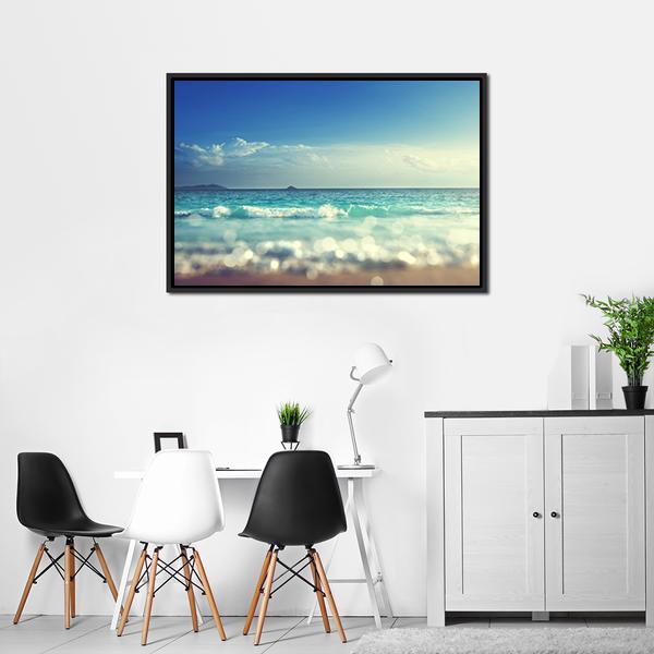 Beach Under Blue Sky Canvas Wall Art-3 Horizontal-Gallery Wrap-25" x 16"-Tiaracle