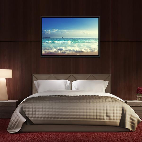 Beach Under Blue Sky Canvas Wall Art-3 Horizontal-Gallery Wrap-25" x 16"-Tiaracle
