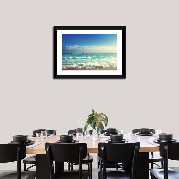 Beach Under Blue Sky Canvas Wall Art-3 Horizontal-Gallery Wrap-25" x 16"-Tiaracle