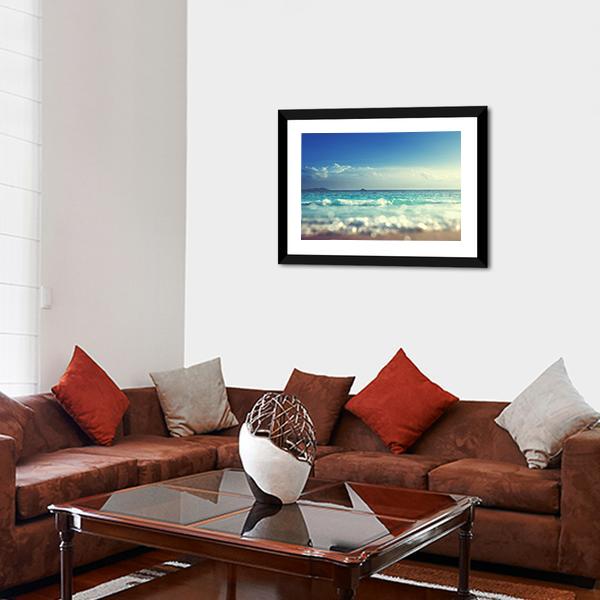 Beach Under Blue Sky Canvas Wall Art-3 Horizontal-Gallery Wrap-25" x 16"-Tiaracle