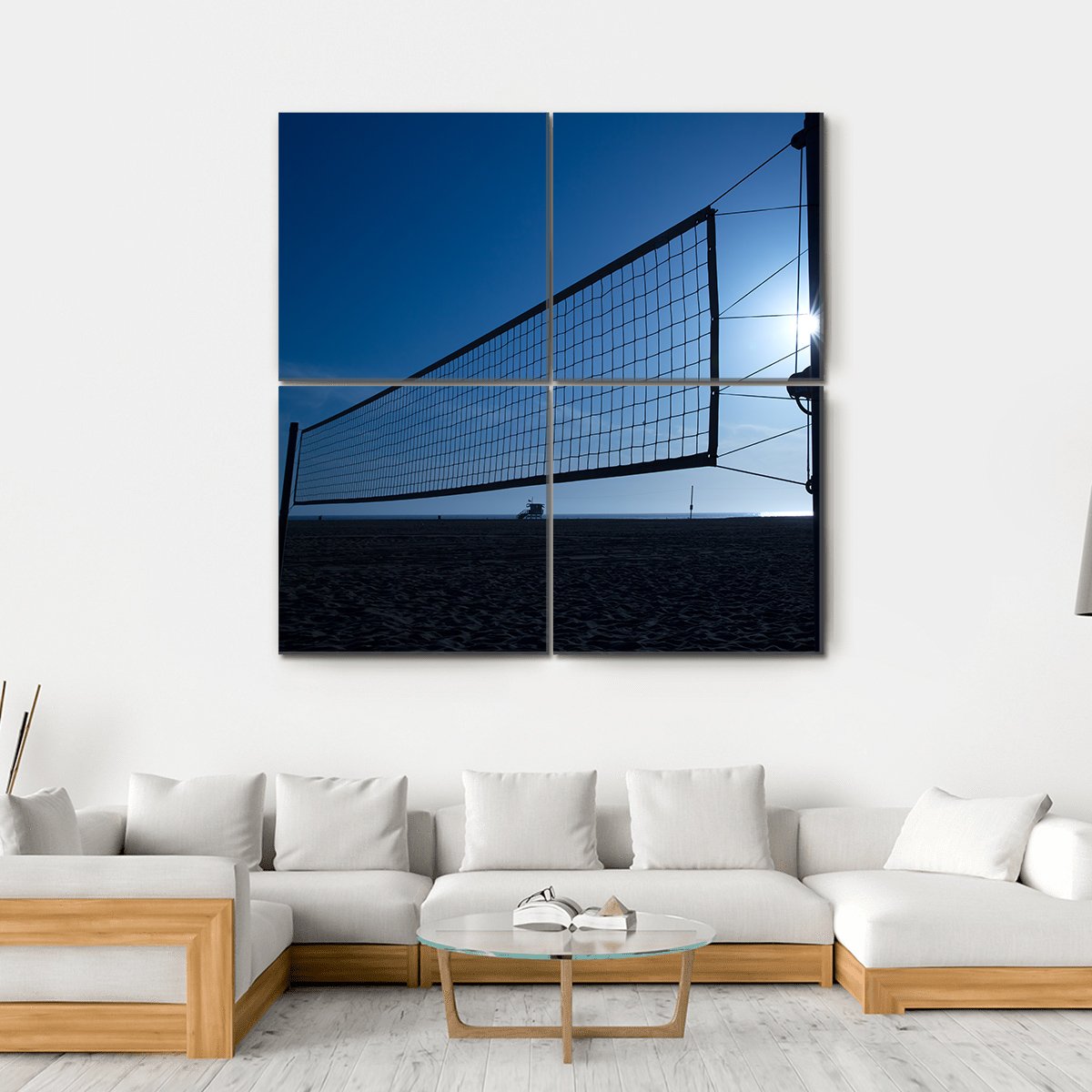 Volleyball Net On Beach Canvas Wall Art-4 Square-Gallery Wrap-17" x 17"-Tiaracle