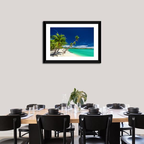 Beach With Coconut Palm Trees Canvas Wall Art-3 Horizontal-Gallery Wrap-25" x 16"-Tiaracle