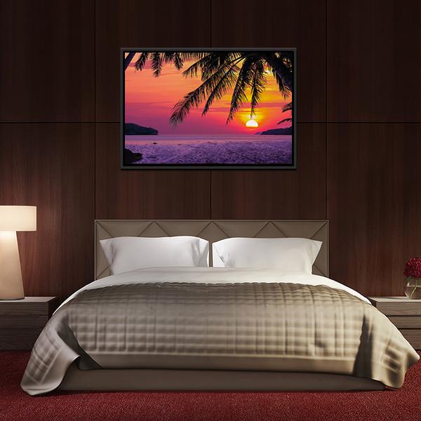 Beach With Coconut Tree Canvas Wall Art-3 Horizontal-Gallery Wrap-25" x 16"-Tiaracle