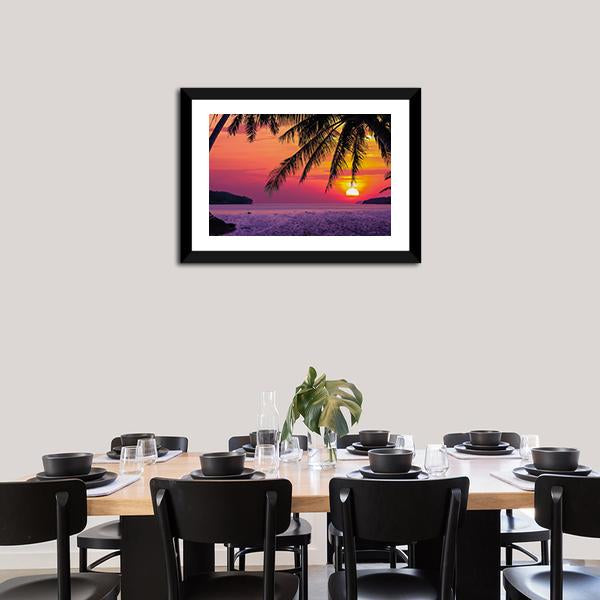 Beach With Coconut Tree Canvas Wall Art-3 Horizontal-Gallery Wrap-25" x 16"-Tiaracle
