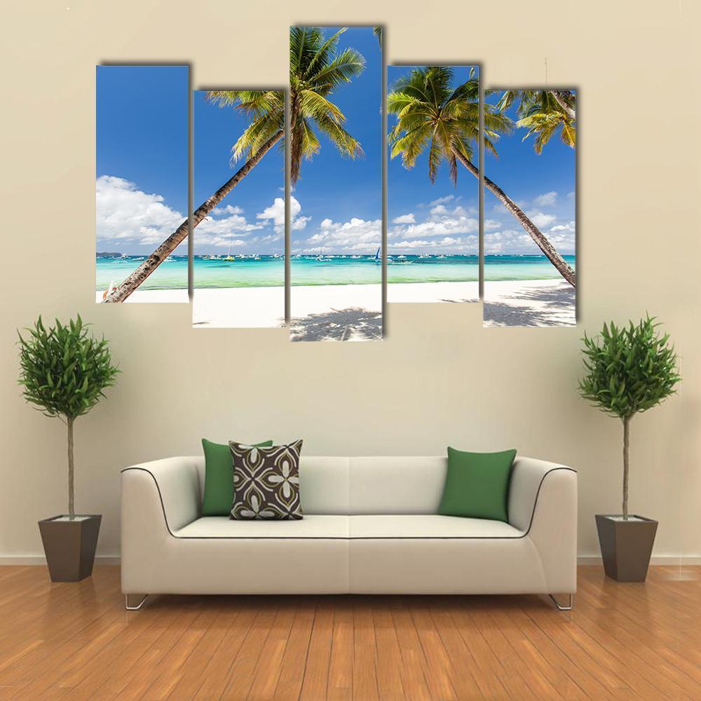 Palms & White Sand Philippines Canvas Wall Art-5 Pop-Gallery Wrap-47" x 32"-Tiaracle