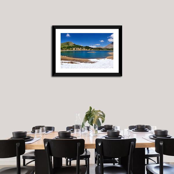 Beautiful Allos Lake Panoramic Canvas Wall Art-1 Piece-36" x 12"-Tiaracle