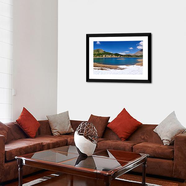 Beautiful Allos Lake Panoramic Canvas Wall Art-1 Piece-36" x 12"-Tiaracle