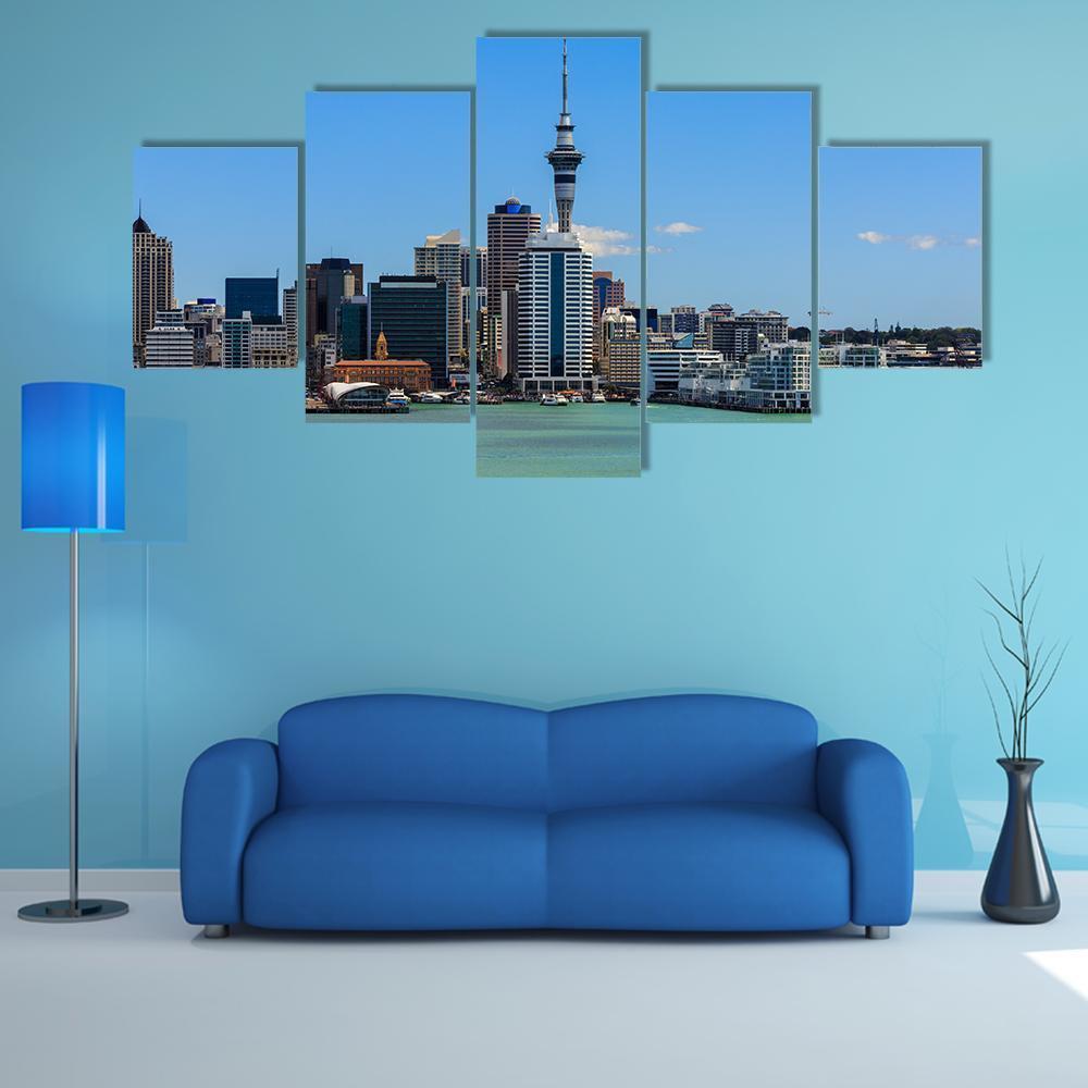 Auckland Cityscape Canvas Wall Art-5 Star-Gallery Wrap-62" x 32"-Tiaracle
