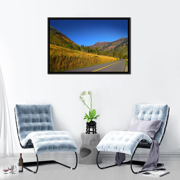 Autumn Drive Colorado Canvas Wall Art-3 Horizontal-Gallery Wrap-25" x 16"-Tiaracle