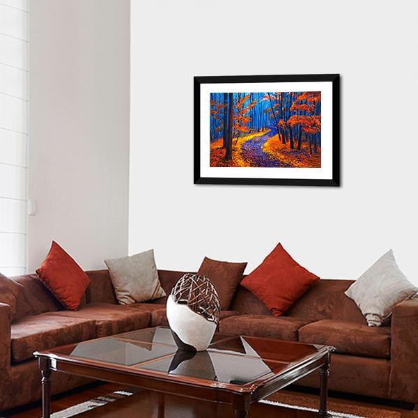Beautiful Autumn Forest Pathway Canvas Wall Art-5 Horizontal-Gallery Wrap-22" x 12"-Tiaracle