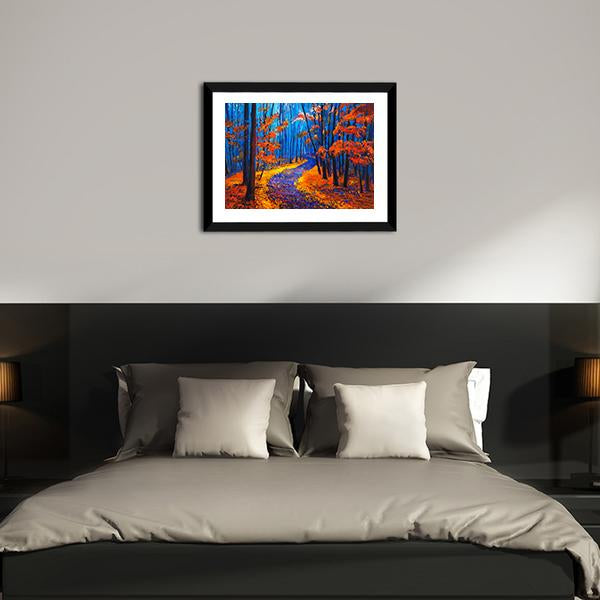 Beautiful Autumn Forest Pathway Canvas Wall Art-5 Horizontal-Gallery Wrap-22" x 12"-Tiaracle