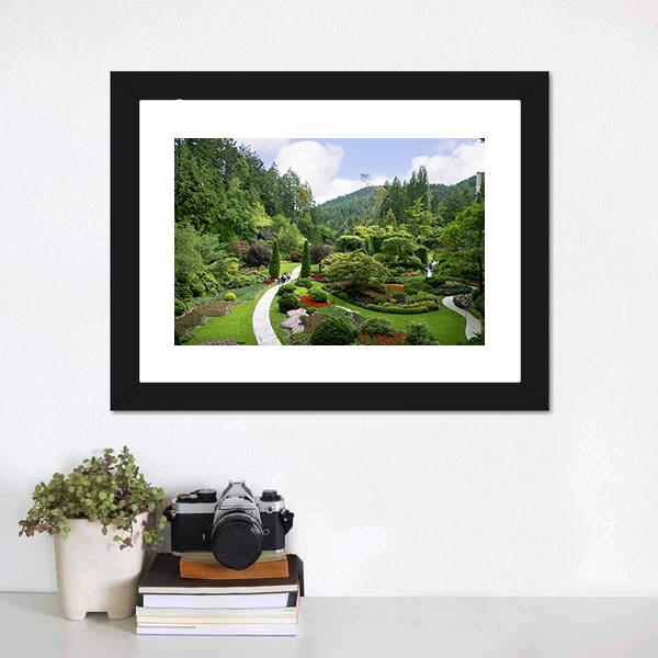 Beautiful Butchart Garden Canvas Wall Art-1 Piece-Framed Print-20" x 16"-Tiaracle
